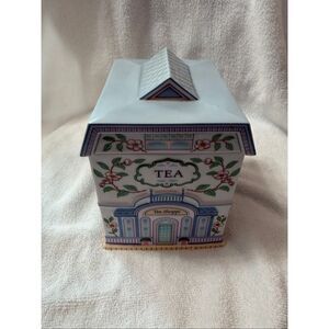 The Lenox Village Tea Canister 1990 - The Tea Shoppe - 1990 Fine Porcelain W/Lid